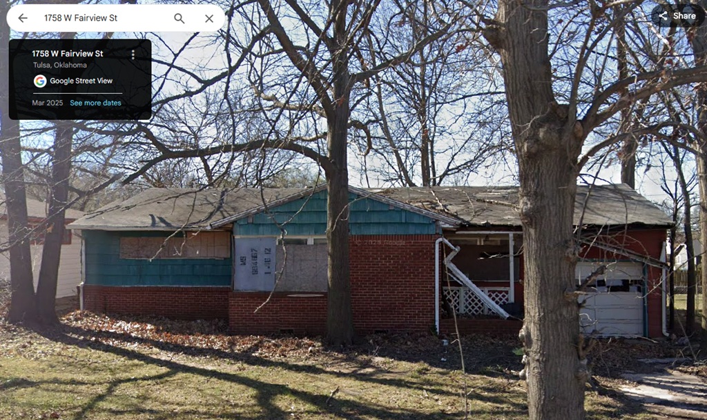 1758 W Fairview St, Tulsa, OK — AI Distress Score 7/10